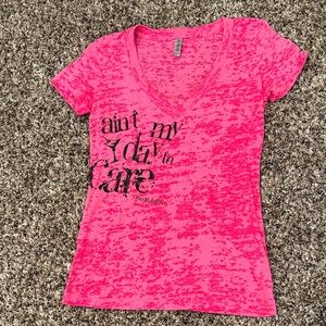 Cowgirl Tuff Pink Graphic Burnout V-Neck Tee